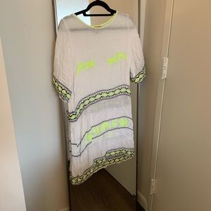 White Pool Coverup with Neon design